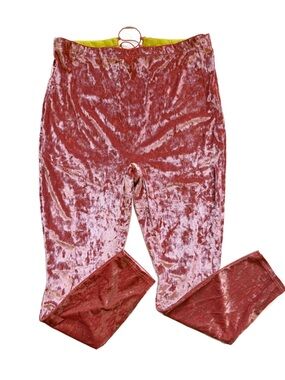Yitty Plusshy Shaping Velvet Lace Up High Waist Leggings Eat My Peach Pink 3X